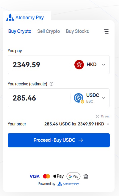 Abra la pantalla Buy Crypto