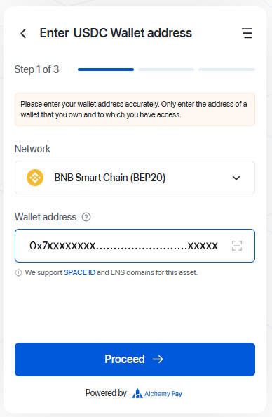 Pegue la dirección de Aurum en Alchemy Pay